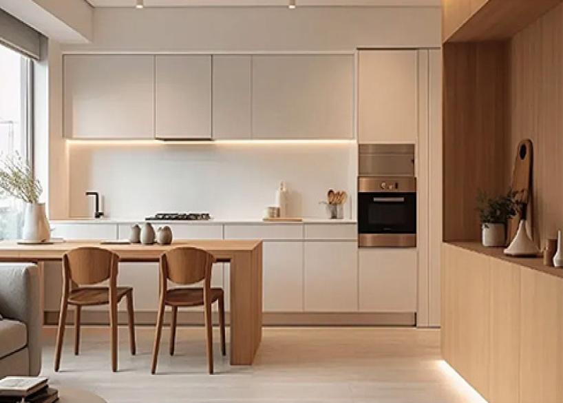 Kayu ek putih | Tekstur yang hangat dan lembut, menghadirkan suasana hati yang damai dan nyaman